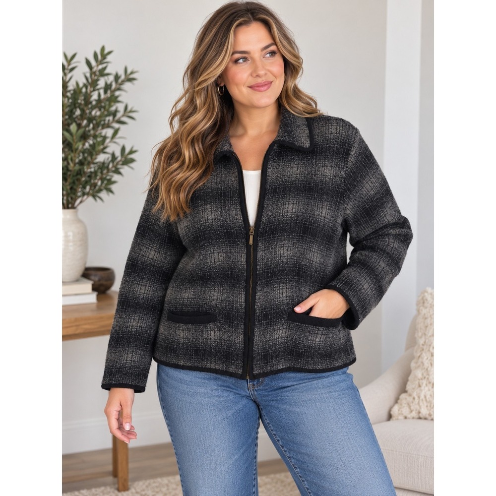Vintage Embassy Row 100% Merino Wool Jacket Women's Large Full Zip